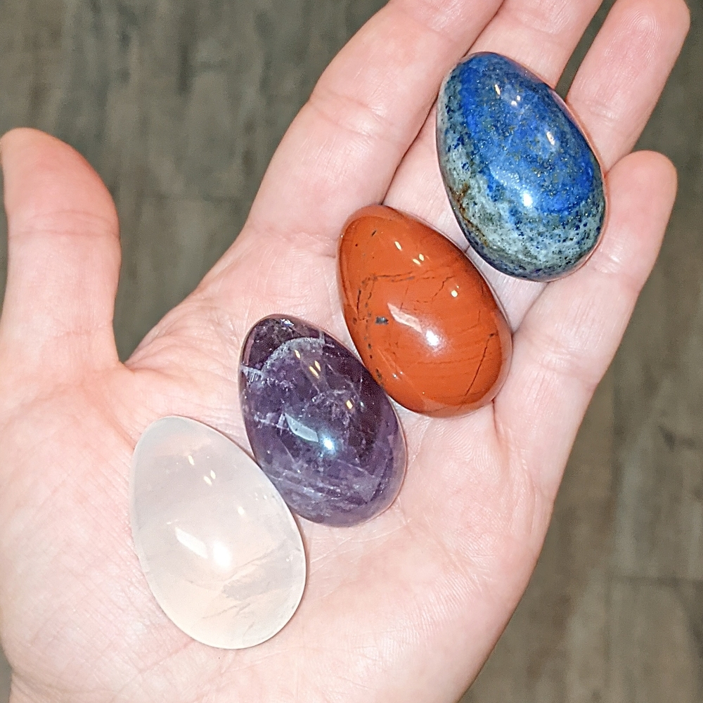 Crystal Gemstone Egg Quartz Amethyst Jasper Solidate Aventurine Opal Tigers Eye - Picture 2 of 4